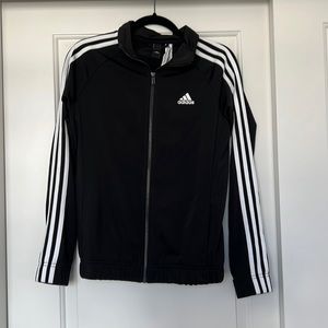 Adidas Track Jacket Three Stripes Black White Women Size S